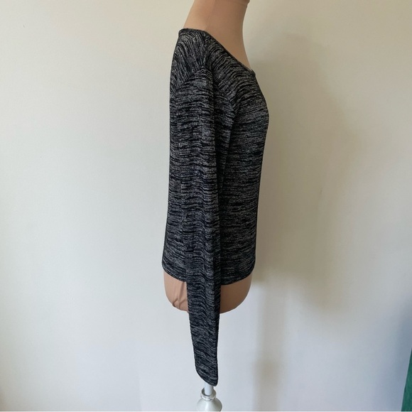 Rag & Bone/JEAN Black Gray Heather Knit Long-Sleeve Round Neck Top EUC Size S - Picture 4 of 8